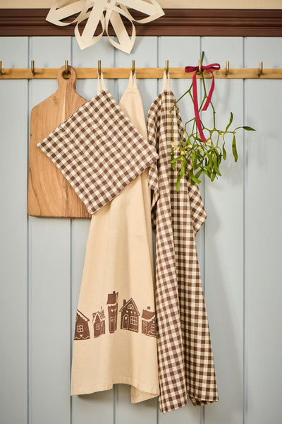 Natural/Brown Houses Tea Towel