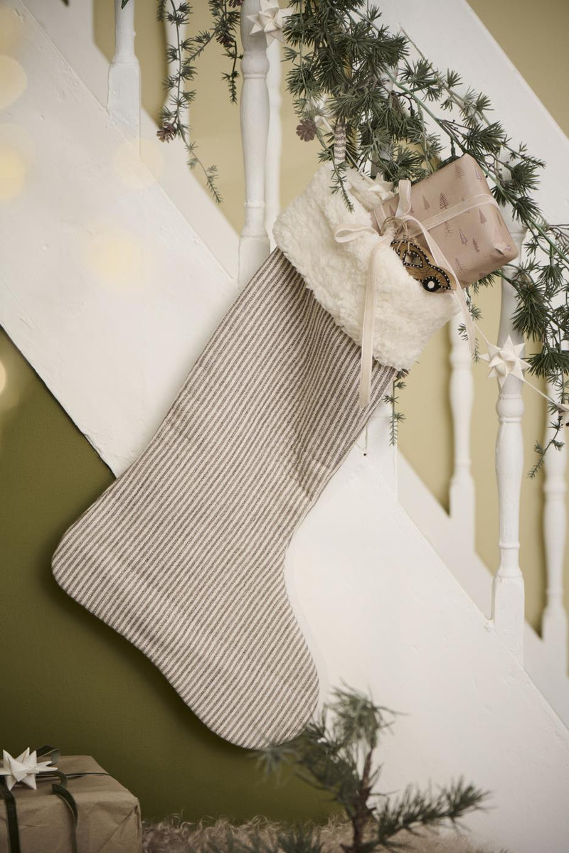 Brown & White Striped Stocking