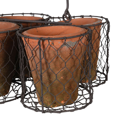 Set of 6 Small Pots in Wire Baskets