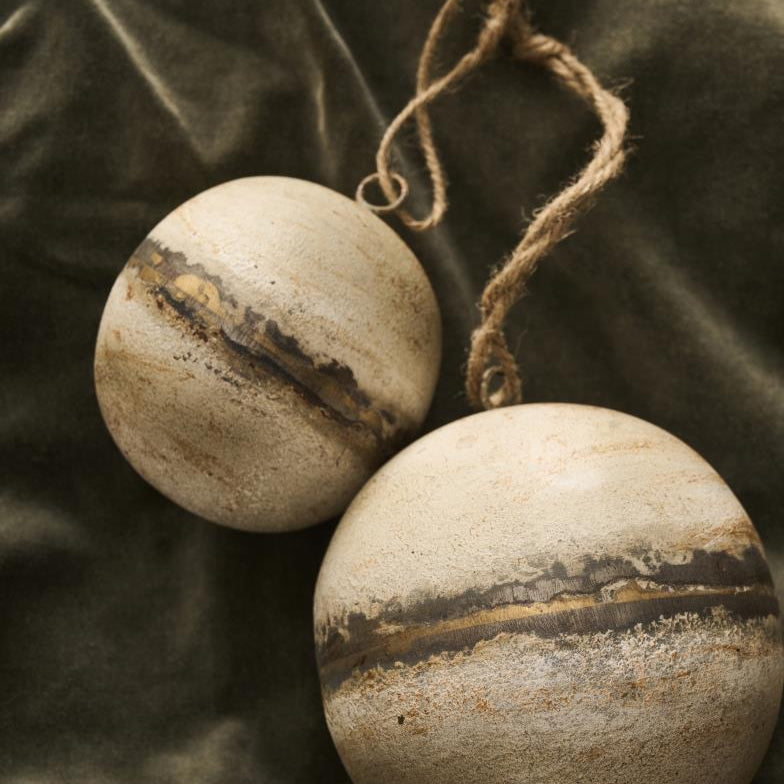 Small Beige Metal Bauble