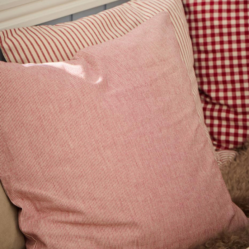 Red & Natural Striped Cushion