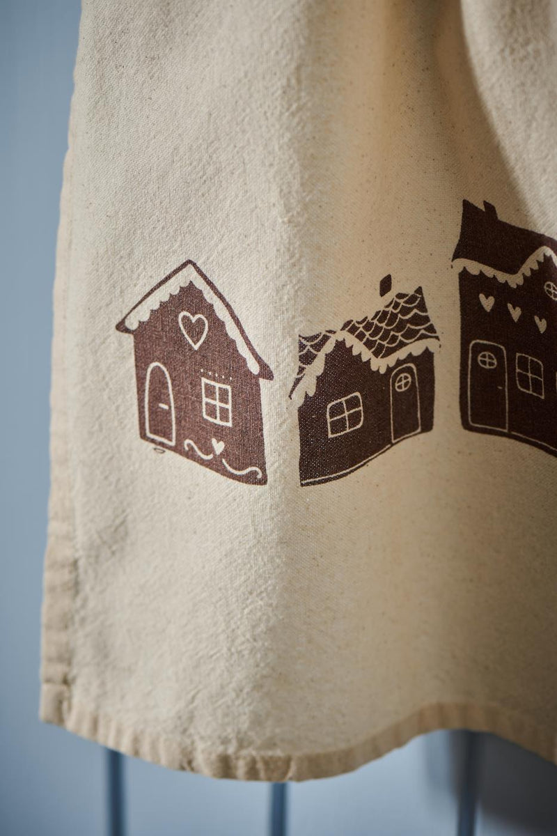 Natural/Brown Houses Tea Towel