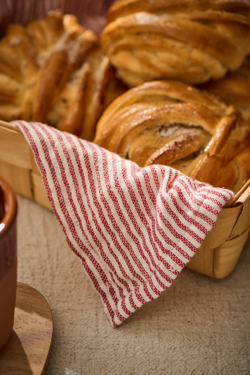 Red/Natural Stripe Tea Towel