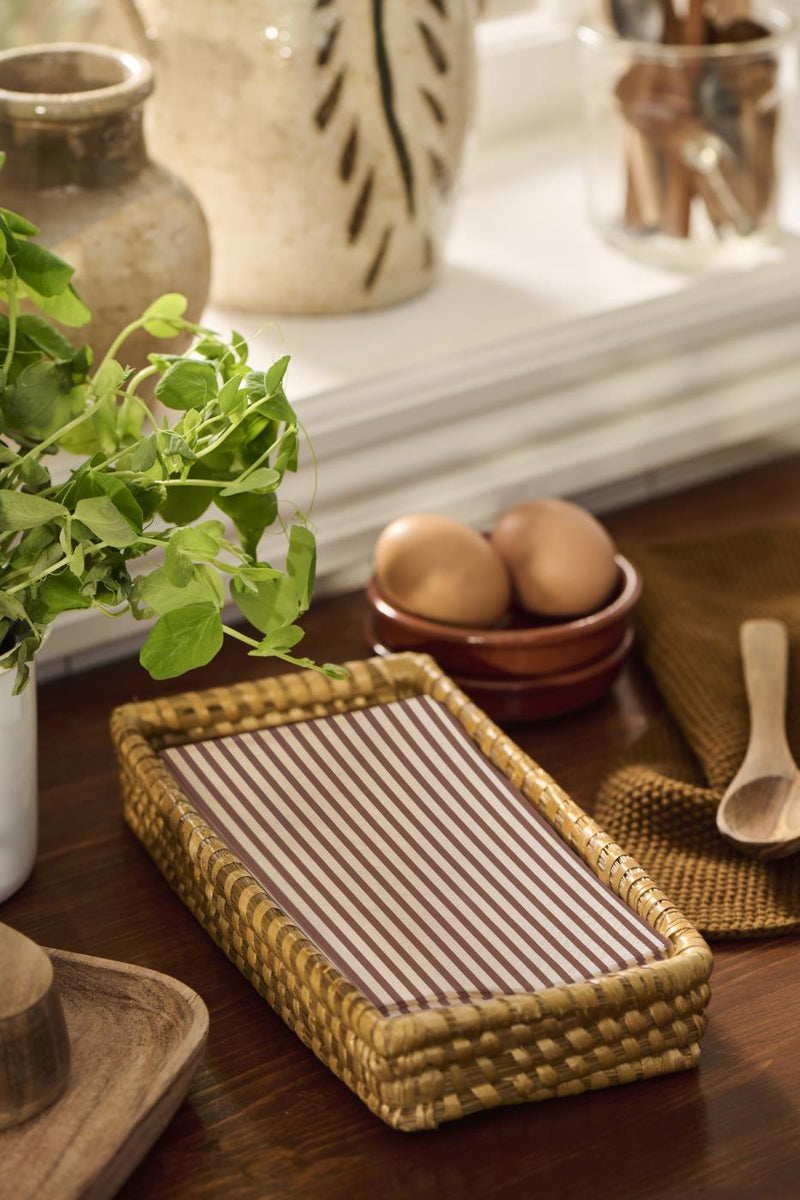 16pc Brown Striped Napkins