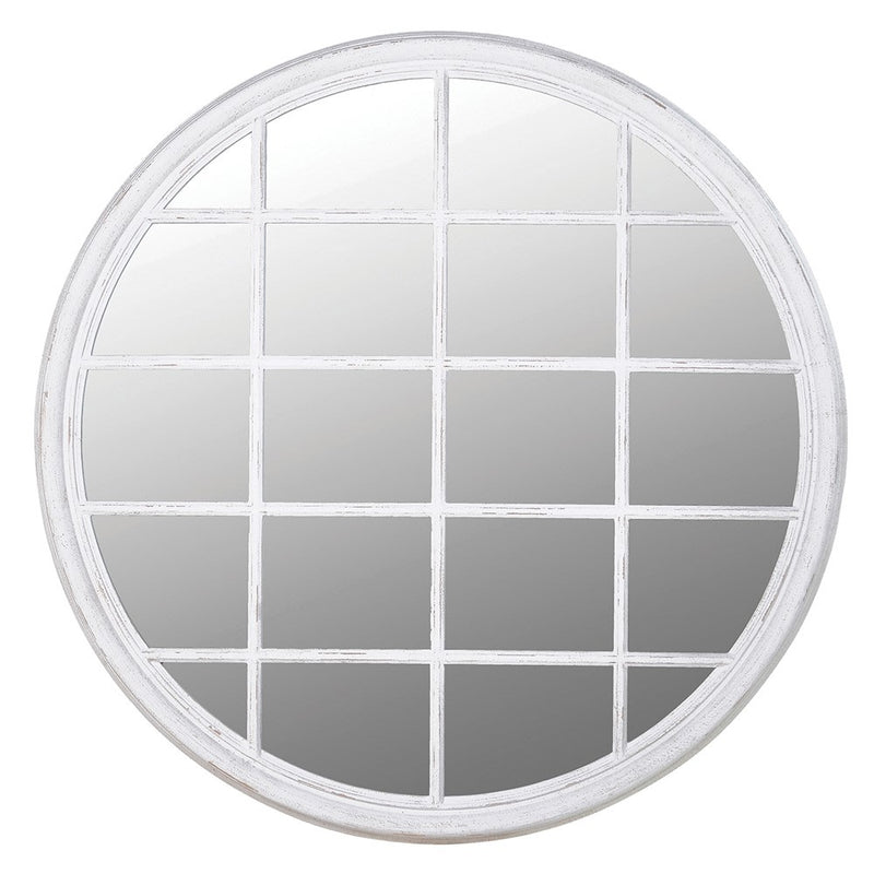 White Circular Grid Mirror