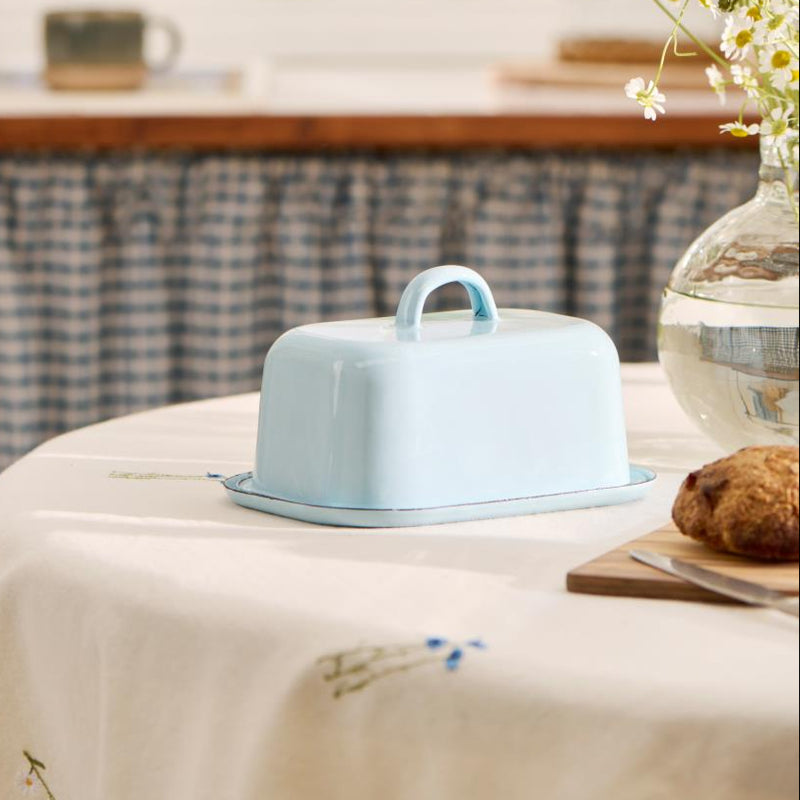 Enamel Light Blue Butter Dish