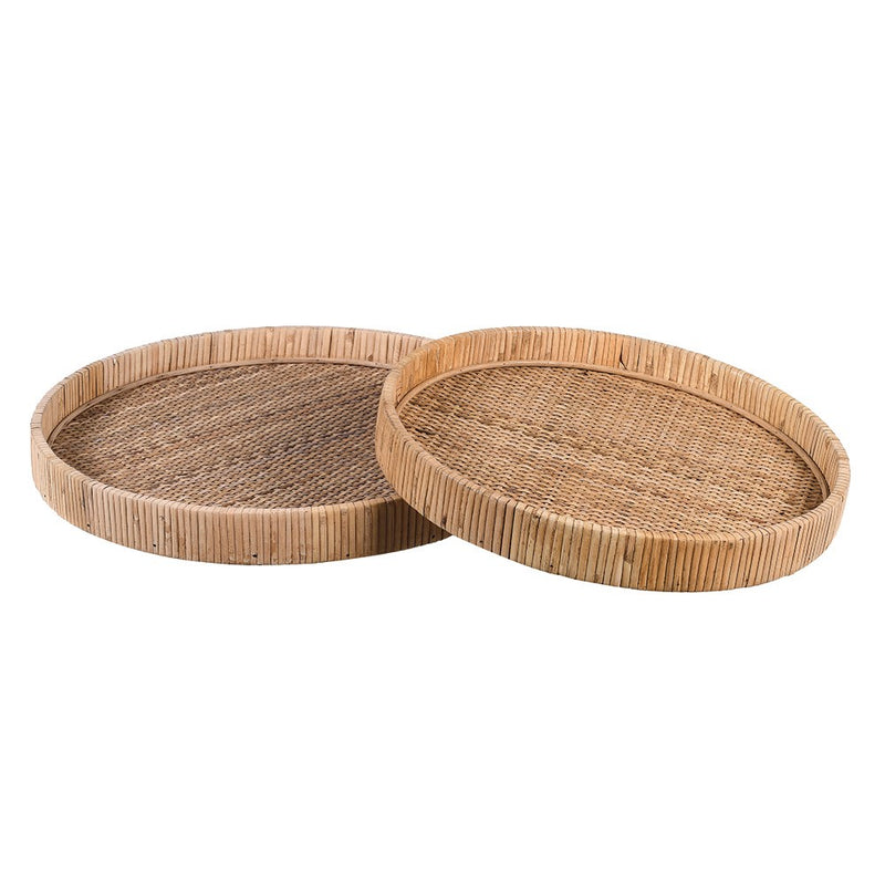 Set of 2 Rattan Trays