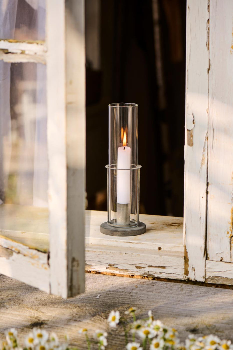 Glass & Metal Dinner Candle Holder