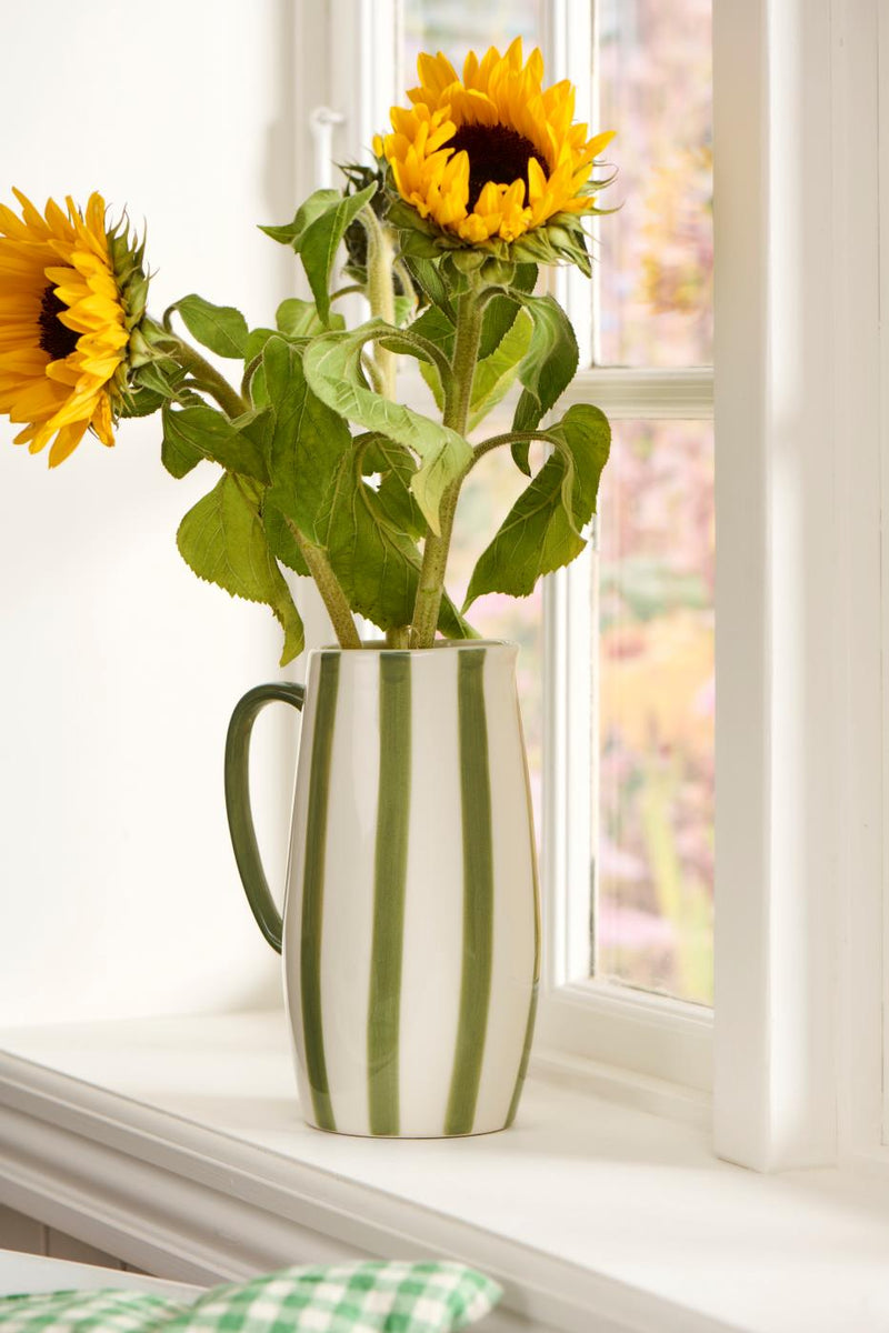 Ceramic Green Striped Vase