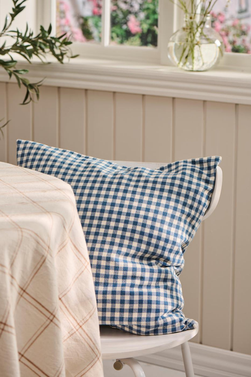 Dark Blue Gingham Cushion