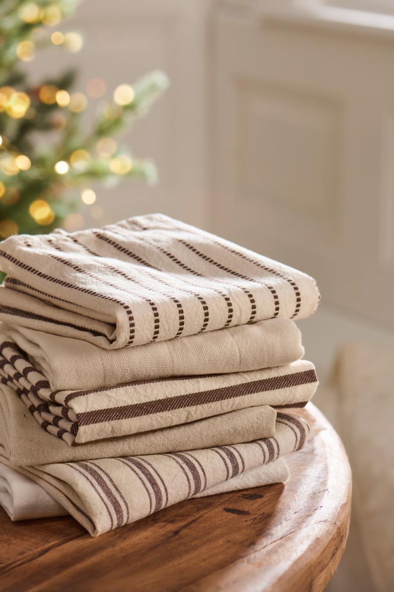 Brown Woven Striped Tea Towel