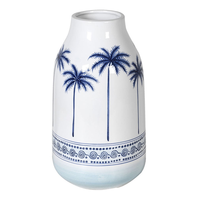 White & Blue Palm Tree Vase