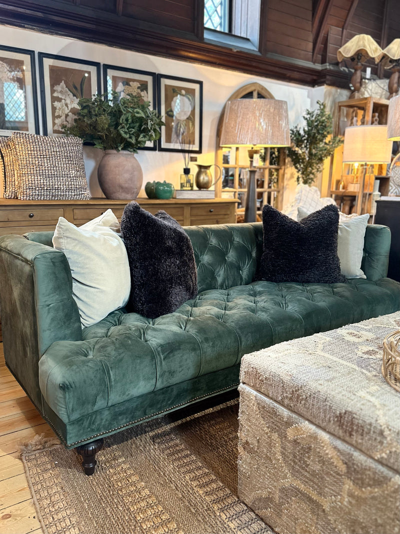 Sage Green Buttoned Sofa