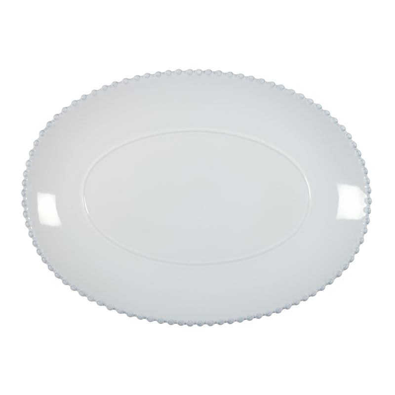 White Beaded Rim Oval Platter 40cm