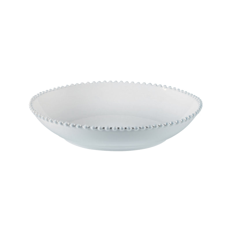 White Beaded Rim Serving Bowl 34cm