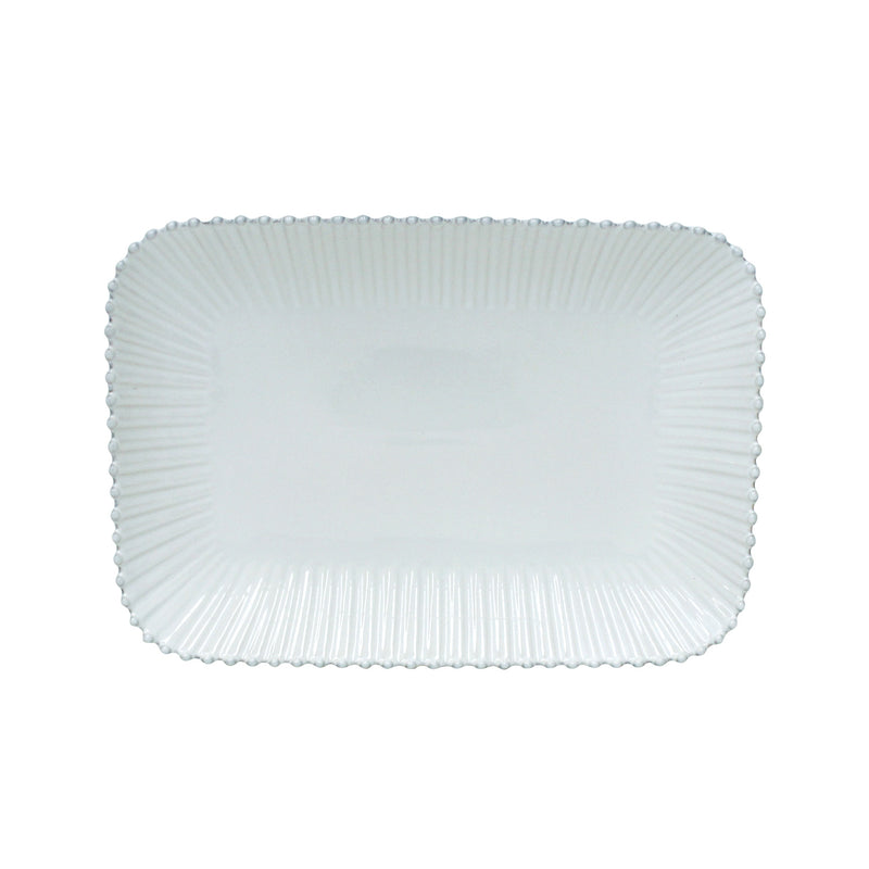 White Beaded Rectangular Platter 40cm