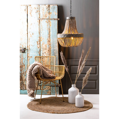 Large White Beaded Hanging Shade