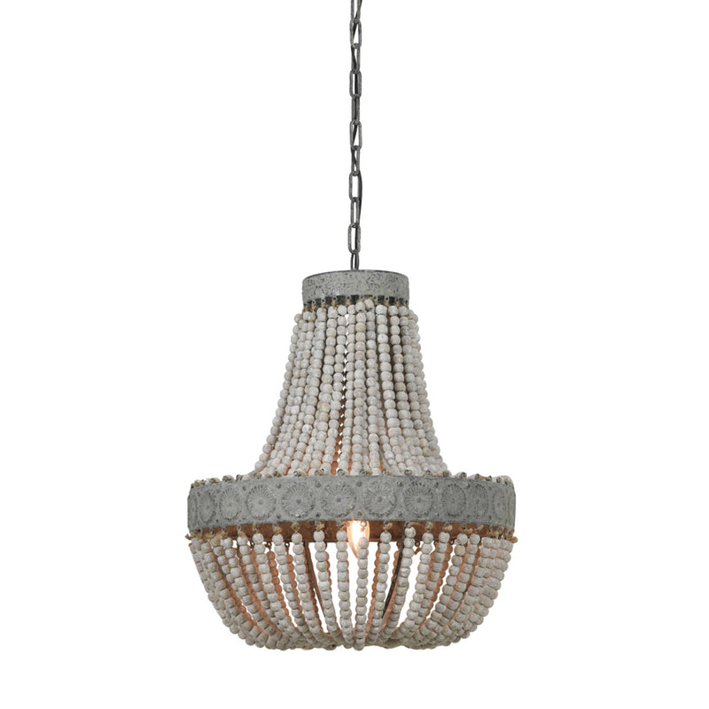 Large White Beaded Hanging Shade