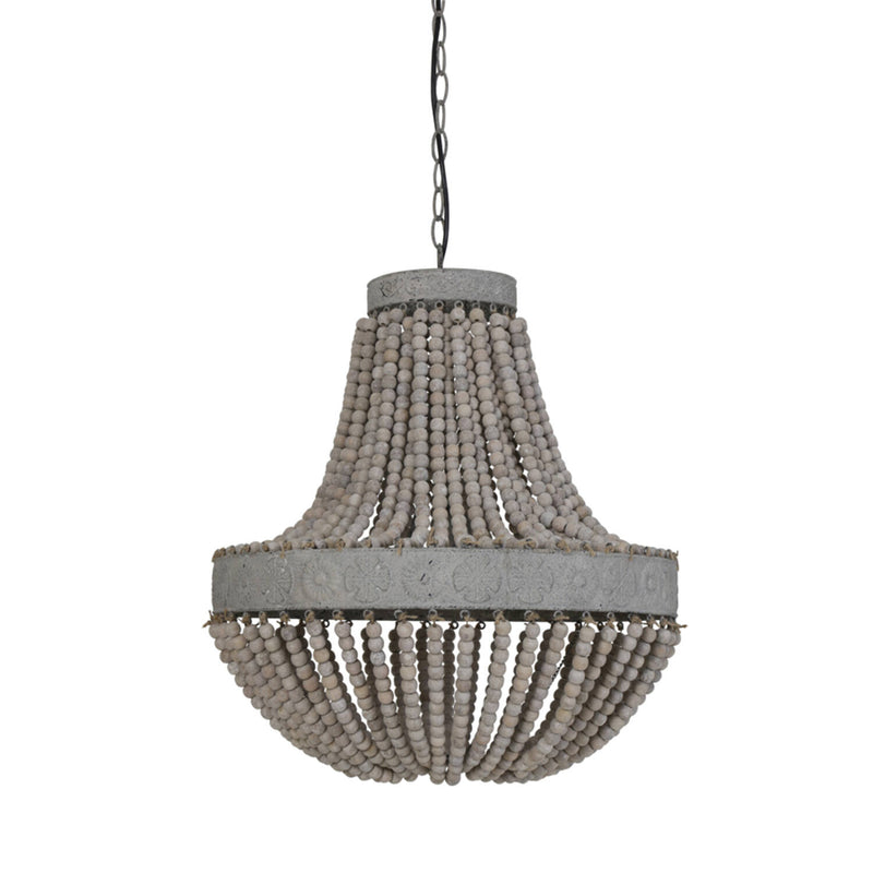 Large White Beaded Hanging Shade