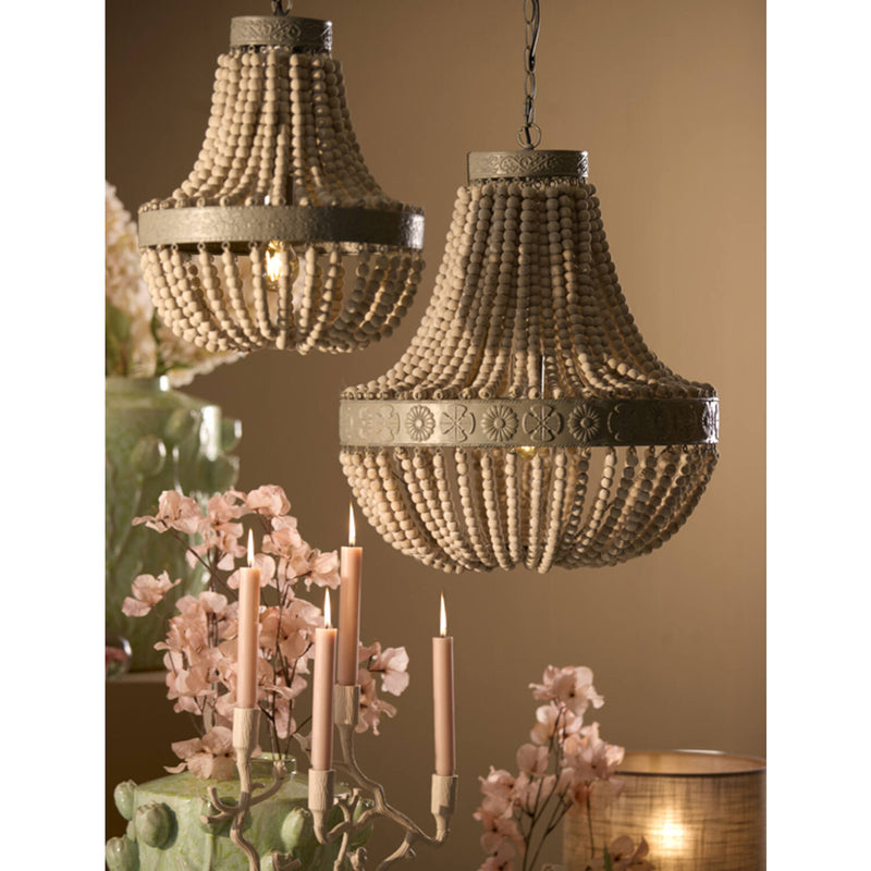 Large White Beaded Hanging Shade