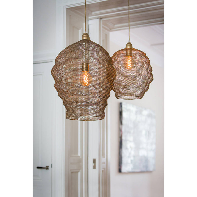 Large Antique Bronze Wire Hanging Shade