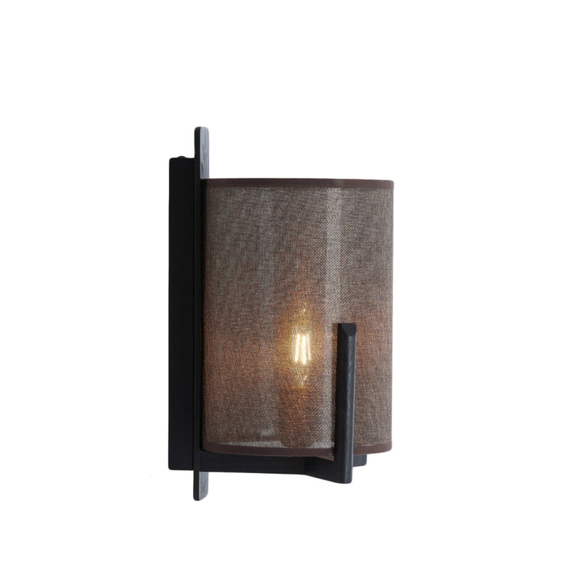 Dark Brown & Linen Wall Lamp
