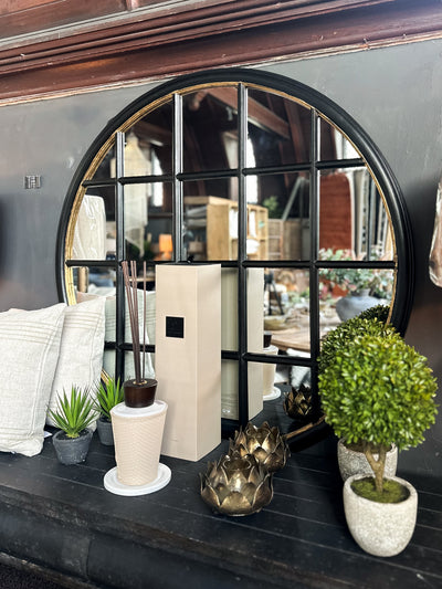 Black Circular Grid Mirror