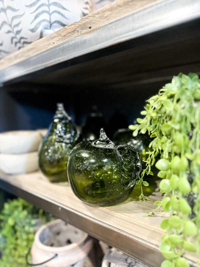 Green Glass Apple Ornament