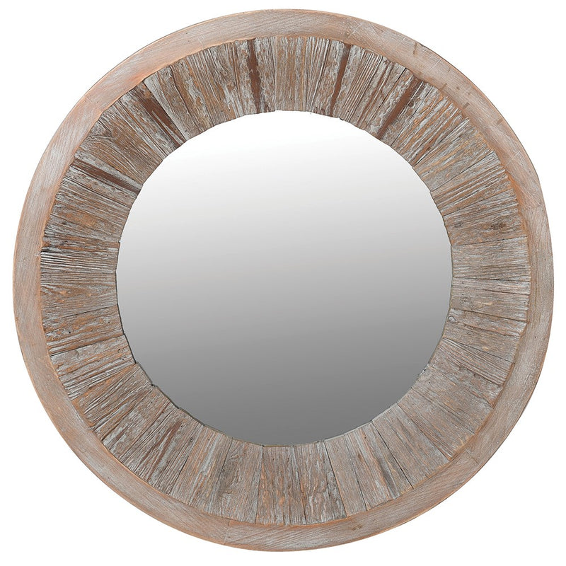 Round Fir Wood Mirror