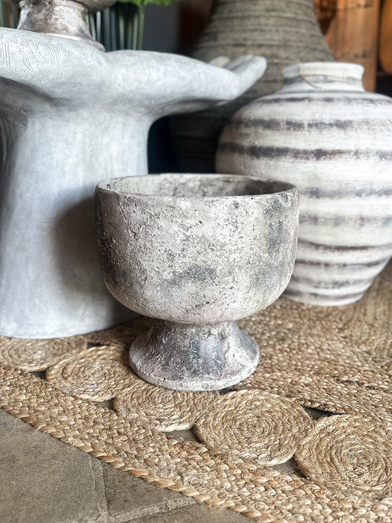 Large Distressed Footed Vase