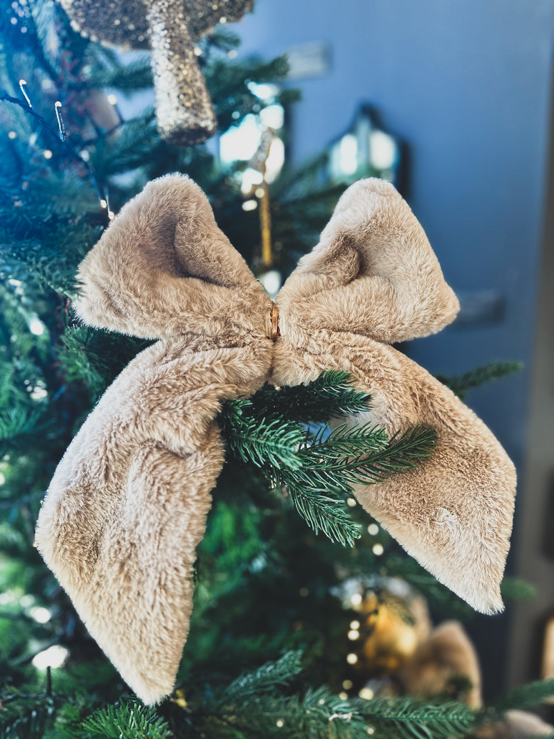 Taupe Faux Fur Bow