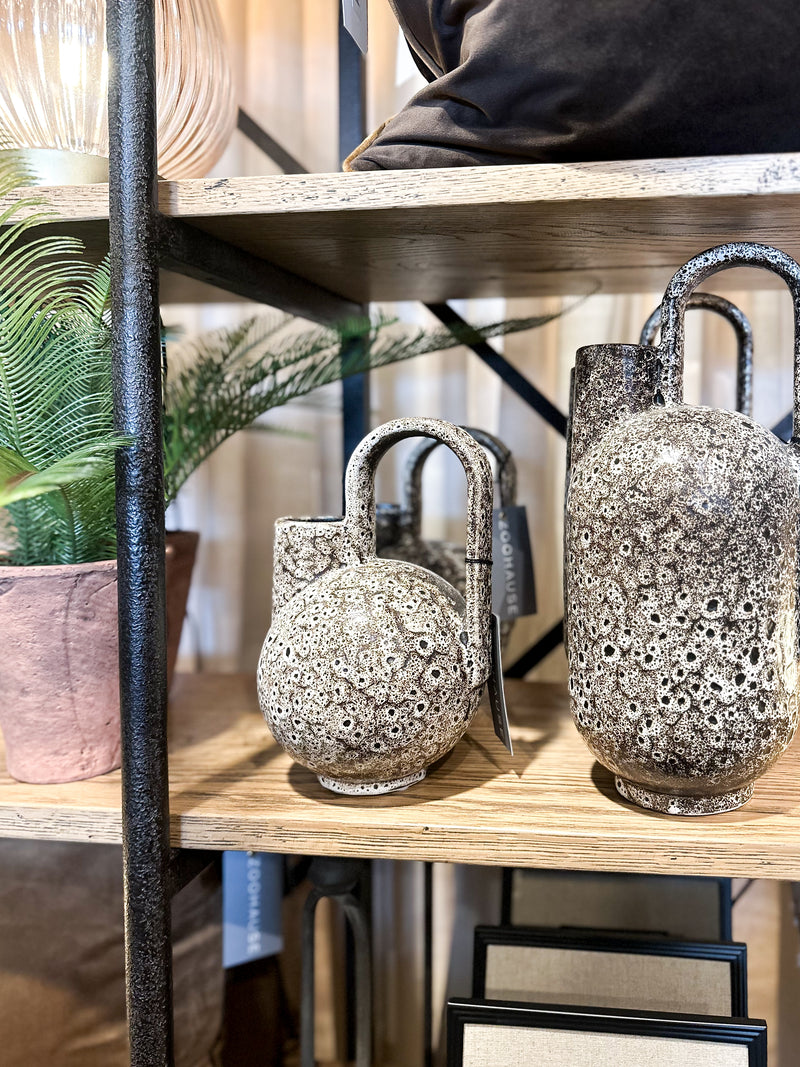 ERRES Cream & Black Spotted Deco Vase