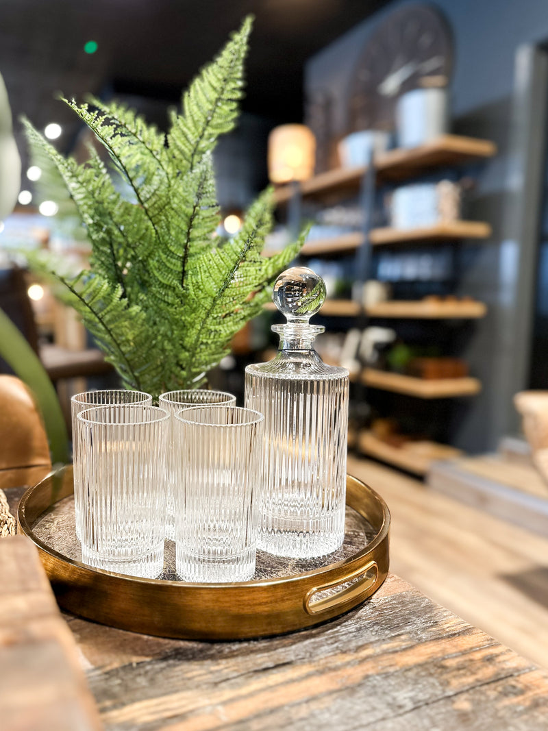 Ribbed Decanter & Glasses Set