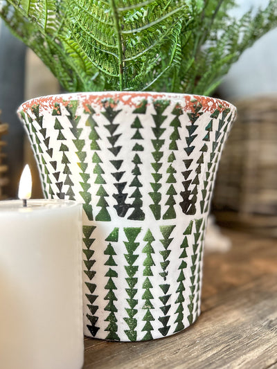 Green & Black Ceramic Pot