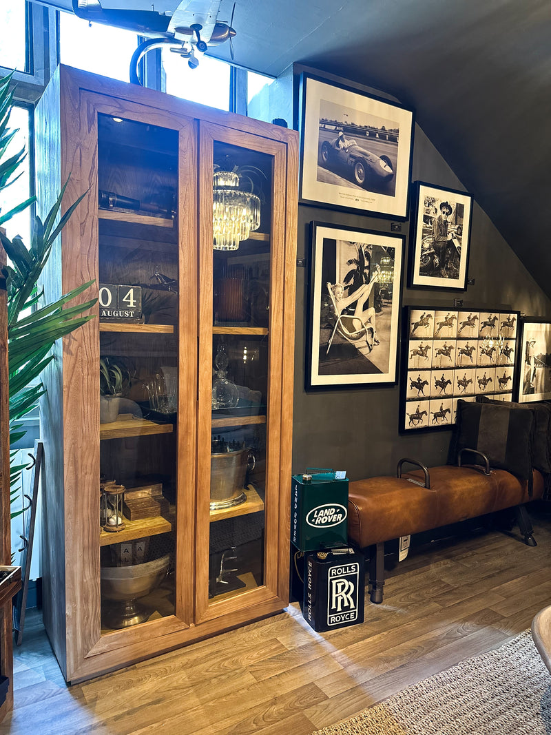 Recycled Elm Glass Door Cabinet