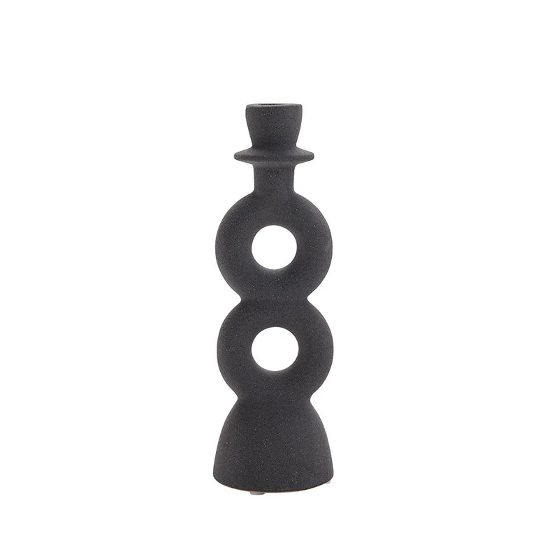 Two Ring Black Candle Holder