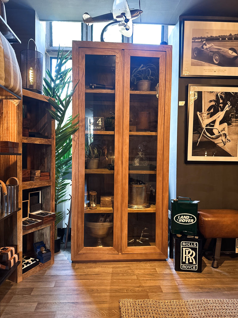 Recycled Elm Glass Door Cabinet