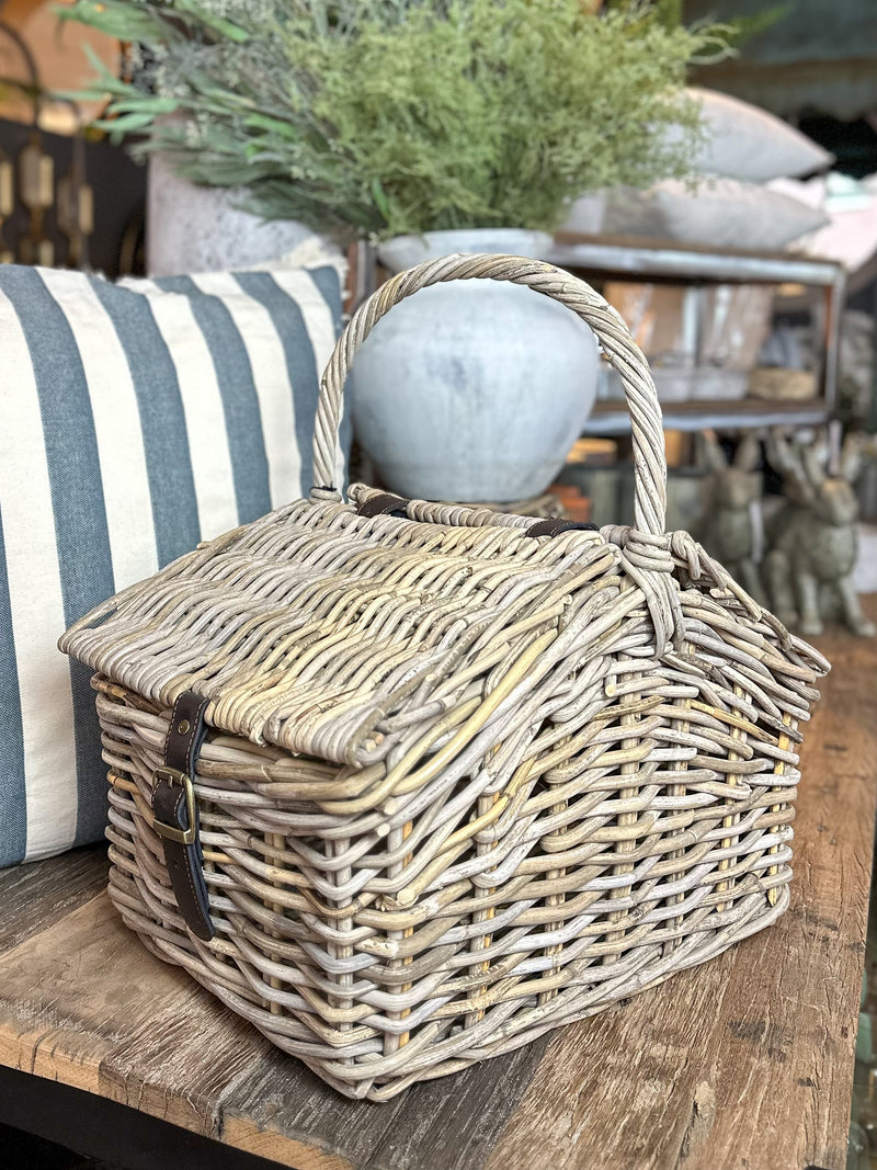 Woven Picnic Basket with Straps