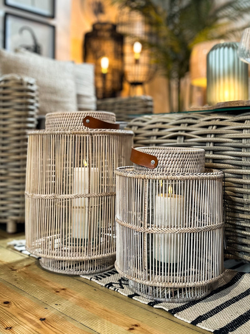 Small Bamboo & Glass Lantern