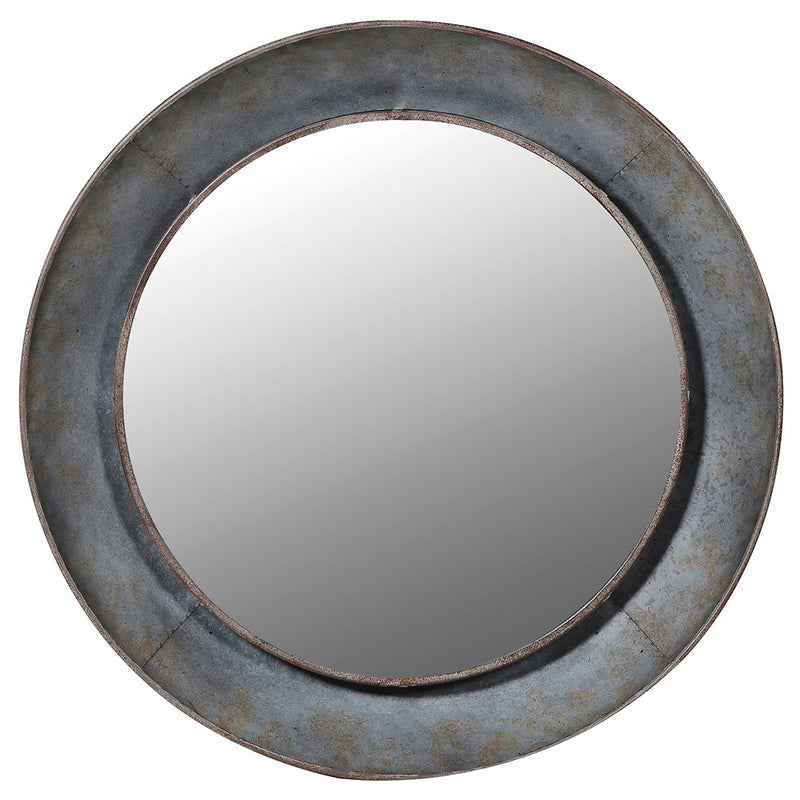 Distressed Round Mirror