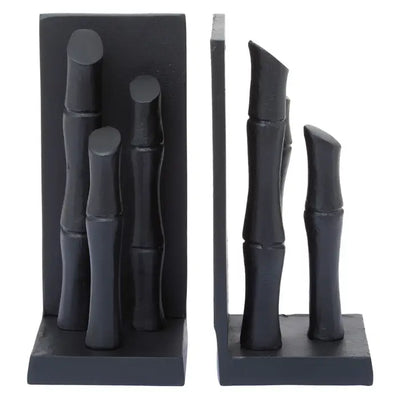 S/2 Black Bamboo Effect Bookends