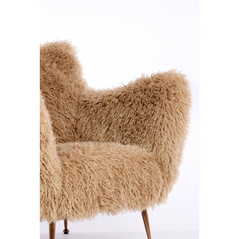 ALYSSA Beige Faux Fur Chair