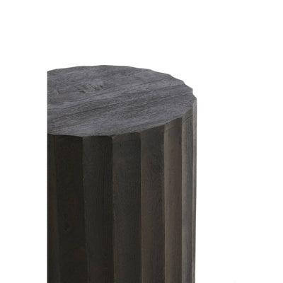 Dark Wood Ribbed Pillar Table