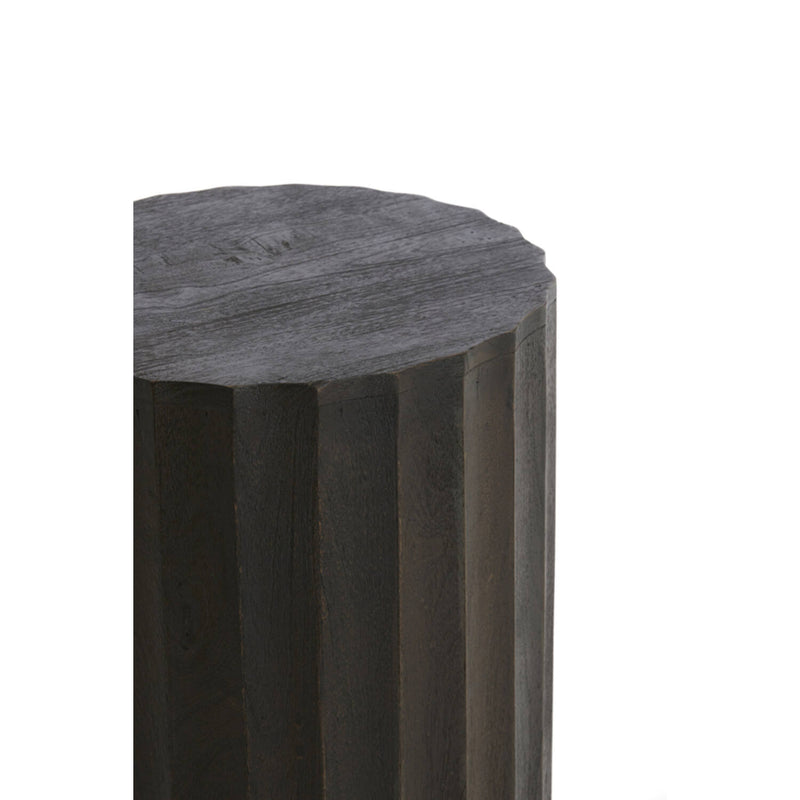 Dark Wood Ribbed Pillar Table