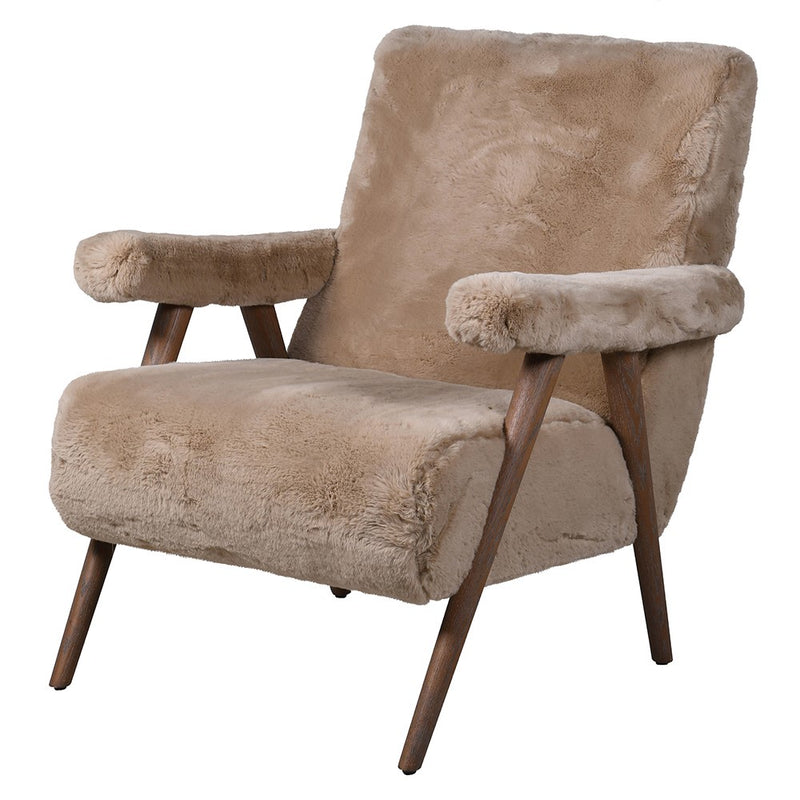 Taupe Faux Sheepskin Armchair