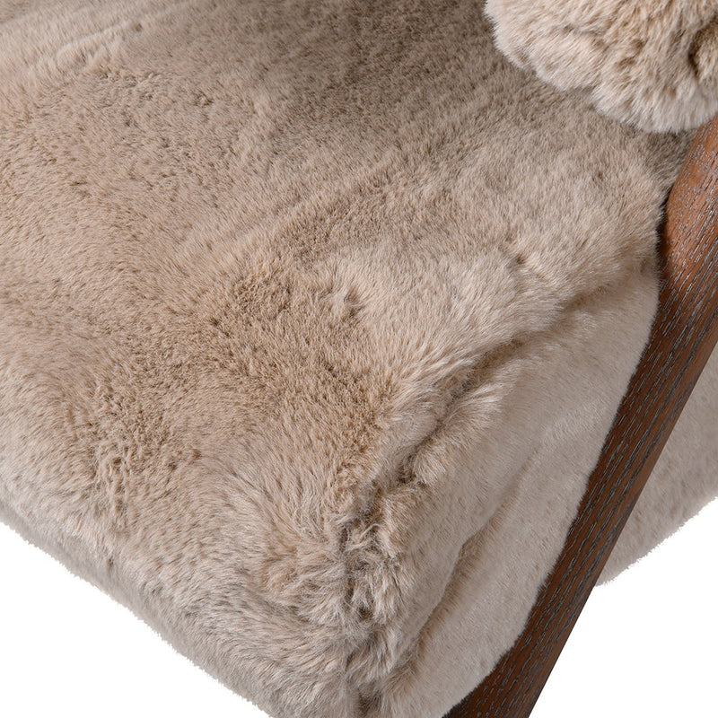 Taupe Faux Sheepskin Armchair