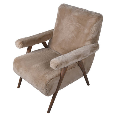 Taupe Faux Sheepskin Armchair