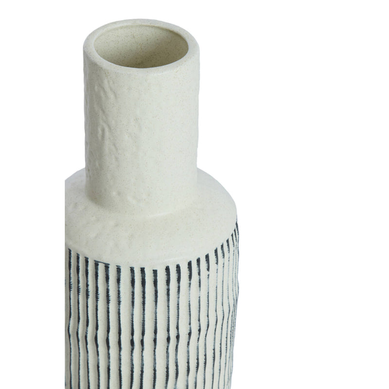40.5cm Matte Cream/Black Decorative Vase