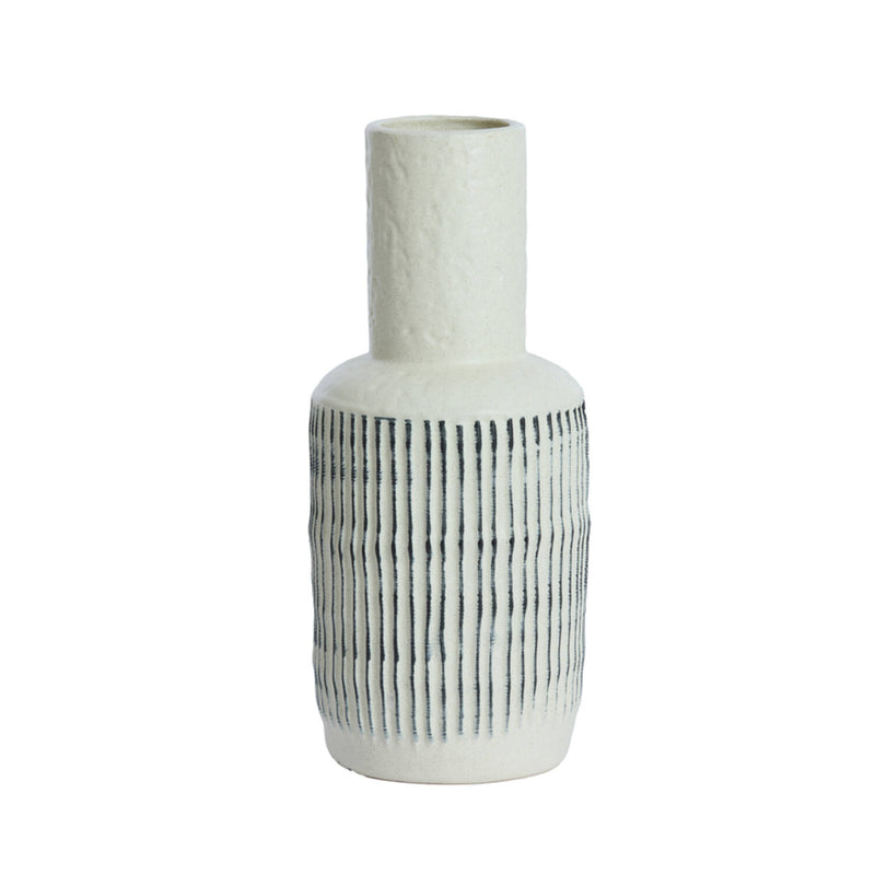 40.5cm Matte Cream/Black Decorative Vase