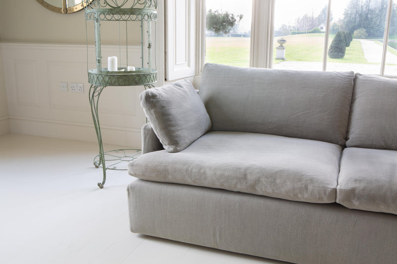 Khaki Linen Two Seater Sofa